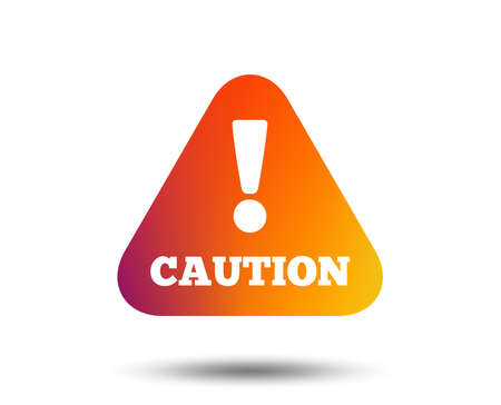 Attention caution sign icon. Exclamation mark. Hazard warning symbol. Blurred gradient design element.のイラスト素材