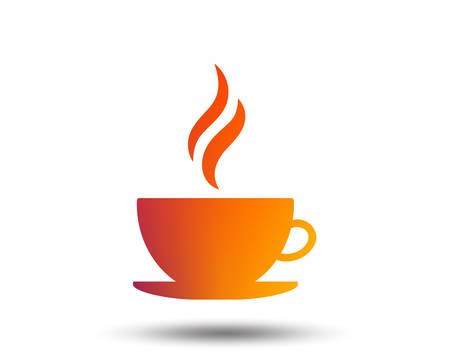 Coffee cup sign icon. Hot coffee button. Hot tea drink with steam. Blurred gradient design element. Vivid graphic flat icon. Vectorのイラスト素材