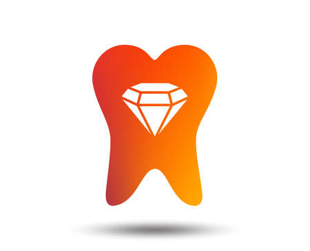 Tooth crystal icon. Tooth jewellery sign. Dental prestige symbol. Blurred gradient design element. Vivid graphic flat icon. Vectorのイラスト素材