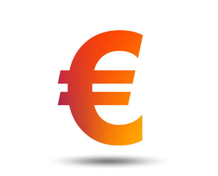 Euro sign icon. EUR currency symbol. Money label. Blurred gradient design element. Vivid graphic flat icon. Vectorのイラスト素材
