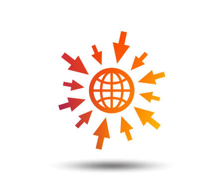 Go to Web icon. Globe with mouse cursor sign. Internet access symbol. Blurred gradient design element. Vivid graphic flat icon. Vectorのイラスト素材