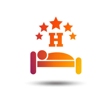 Five star Hotel apartment sign icon. Travel rest place. Sleeper symbol. Blurred gradient design element. Vivid graphic flat icon. Vectorのイラスト素材