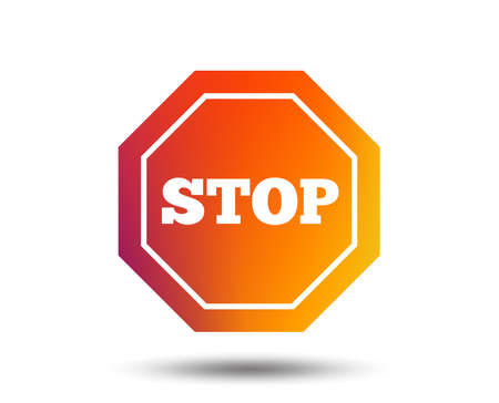 Traffic stop sign icon. Caution symbol. Blurred gradient design element. Vivid graphic flat icon.のイラスト素材