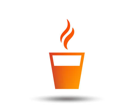 Coffee glass sign icon. Hot coffee button. Hot tea drink with steam. Takeaway. Blurred gradient design element. Vivid graphic flat icon.のイラスト素材