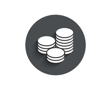 Coins money simple icon. Banking currency sign. Cash symbol. Circle flat button with shadow.のイラスト素材