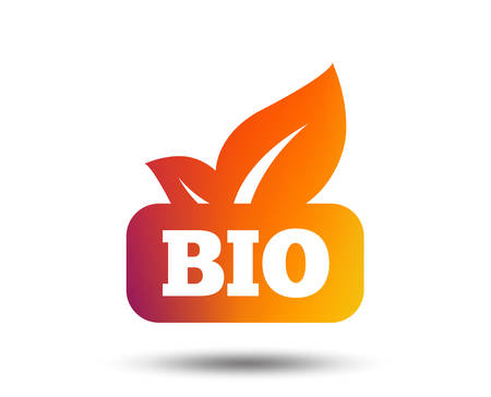 Bio product sign icon. Leaf symbol. Blurred gradient design element. Vivid graphic flat icon.のイラスト素材