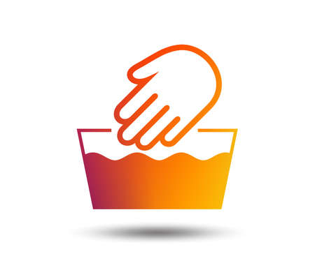 Hand wash sign icon. Not machine washable symbol. Blurred gradient design element. Vivid graphic flat icon.のイラスト素材