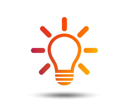 Light lamp sign icon. Idea symbol. Light is on. Blurred gradient design element. Vivid graphic flat icon. Vectorのイラスト素材