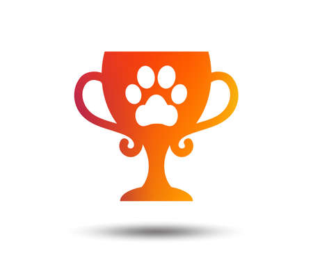 Winner pets cup sign icon. Trophy for pets. Blurred gradient design element. Vivid graphic flat icon. Vectorのイラスト素材