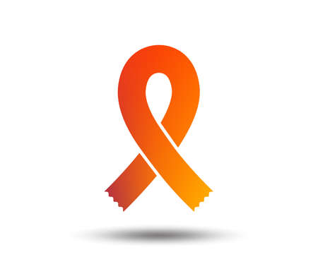 Ribbon sign icon. Breast cancer awareness symbol. Blurred gradient design element. Vivid graphic flat icon. Vectorのイラスト素材