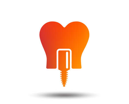 Tooth implant icon. Dental endosseous implant sign. Dental care symbol. Blurred gradient design element. Vivid graphic flat icon. Vectorのイラスト素材