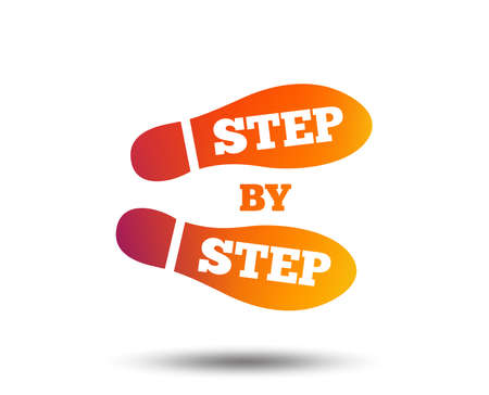 Step by step sign icon. Footprint shoes symbol. Blurred gradient design element. Vivid graphic flat icon. Vectorのイラスト素材