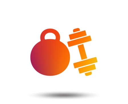 Dumbbell with kettlebell sign icon. Fitness sport symbol. Gym workout equipment. Blurred gradient design element. Vivid graphic flat icon. Vectorのイラスト素材