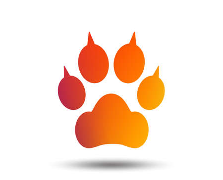 Dog paw with clutches sign icon. Pets symbol. Blurred gradient design element. Vivid graphic flat icon. Vectorのイラスト素材