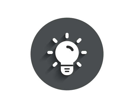 Light Bulb simple icon. Lamp sign. Idea, Solution or Thinking symbol. Circle flat button with shadow. Vectorのイラスト素材