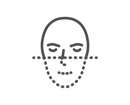 Face recognition line icon. Faces biometrics sign. Head scanning symbol. Quality design element. Classic style recognition. Editable stroke. Vectorのイラスト素材