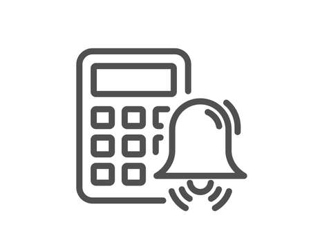 Calculator alarm line icon. Accounting sign. Calculate finance symbol. Quality design element. Classic style. Editable stroke. Vectorのイラスト素材