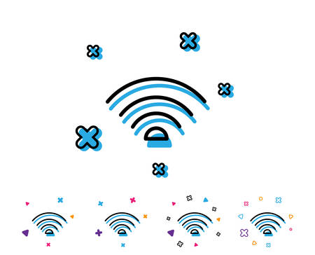 Wifi line icon. Wi-fi internet sign. Wireless network symbol. Line icon with geometric elements. Bright colourful design. Vectorのイラスト素材