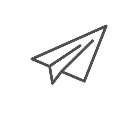 Paper plane line icon. Airplane flight transport sign. Share symbol. Quality design element. Classic style paper plane. Editable stroke. Vectorのイラスト素材
