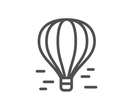 Air balloon line icon. Flight transport with basket sign. Aircraft symbol. Quality design element. Classic style air balloon. Editable stroke. Vectorのイラスト素材