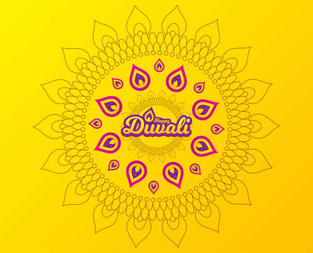 Diwali festival greeting card. Hindu festive modern background. Indian rangoli concept. Deepavali or diwali festival of lights. Happy Indian holiday. Vectorのイラスト素材
