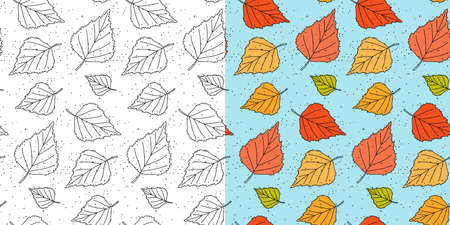 Autumn leaf seamless pattern. Fall leaves texture. Seasonal background with leaf pattern. Swatches with autumn leaves. Fall season decoration. Vectorのイラスト素材