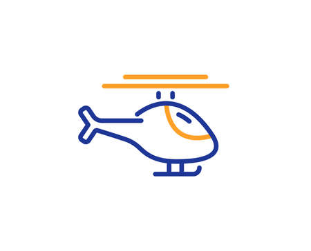 Helicopter transport line icon. Flight transportation sign. Colorful outline concept. Blue and orange thin line color icon. Helicopter Vectorのイラスト素材
