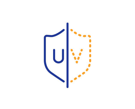 UV protection line icon. Skin care sign. Healthy body symbol. Colorful outline concept. Blue and orange thin line color icon. UV protection Vectorのイラスト素材