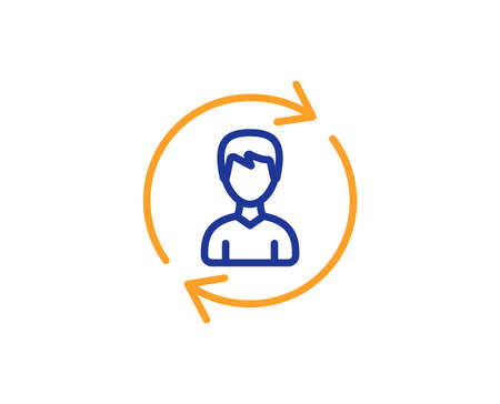 Human Resources line icon. User Profile sign. Male Person silhouette symbol. Refresh or Update sign. Colorful outline concept. Blue and orange thin line color icon. Human Resources Vectorのイラスト素材