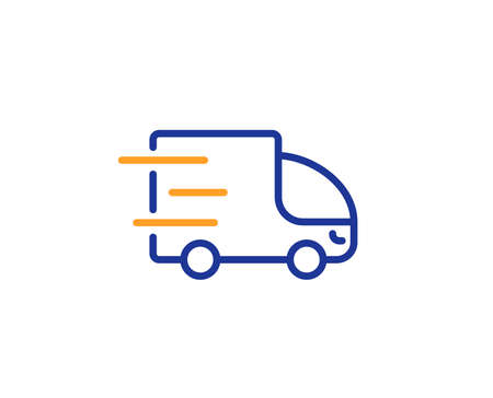 Truck delivery line icon. Express service sign. Transportation symbol. Colorful outline concept. Blue and orange thin line color icon. Truck delivery Vectorのイラスト素材
