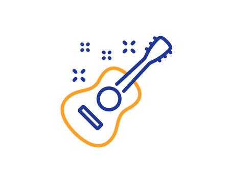 Acoustic guitar line icon. Music sign. Musical instrument symbol. Colorful outline concept. Blue and orange thin line color icon. Guitar Vectorのイラスト素材