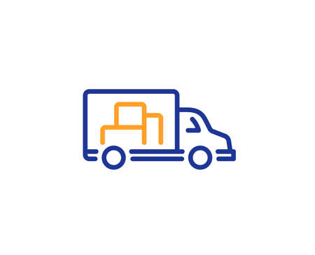 Truck transport line icon. Transportation vehicle sign. Delivery symbol. Colorful outline concept....