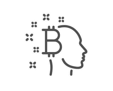 Bitcoin think line icon. Cryptocurrency head sign. Crypto money symbol. Quality design flat app element. Editable stroke Bitcoin think icon. Vectorのイラスト素材