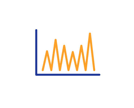 Line chart icon. Financial growth graph sign. Stock exchange symbol. Colorful outline concept. Blue and orange thin line color icon. Line graph Vectorのイラスト素材