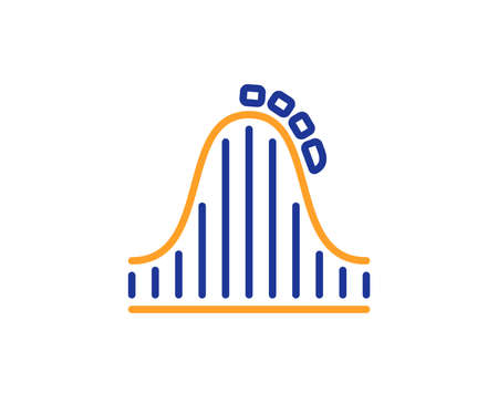 Roller coaster line icon. Amusement park sign. Carousels symbol. Colorful outline concept. Blue and orange thin line color icon. Roller coaster Vectorのイラスト素材