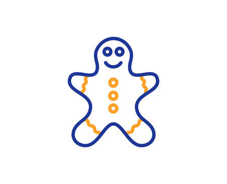 Gingerbread man line icon. Ginger cookie sign. Sweet holiday food symbol. Colorful outline concept....