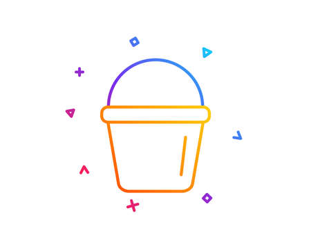 Cleaning bucket line icon. Washing Housekeeping equipment sign. Gradient line button. Bucket icon design. Colorful geometric shapes. Vectorのイラスト素材