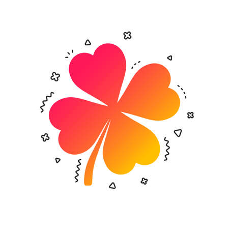 Clover with four leaves sign icon. Saint Patrick symbol. Colorful geometric shapes. Gradient clover icon design.  Vectorのイラスト素材