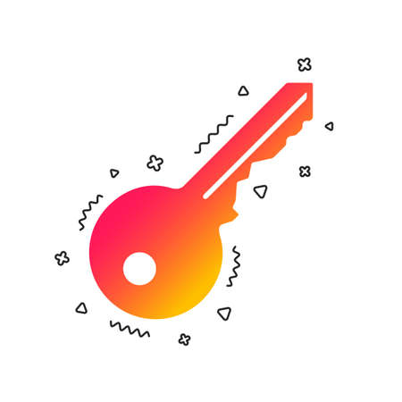 Key sign icon. Unlock tool symbol. Colorful geometric shapes. Gradient key icon design.  Vectorのイラスト素材