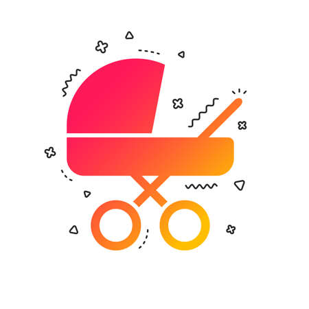Baby pram stroller sign icon. Baby buggy. Baby carriage symbol. Colorful geometric shapes. Gradient...