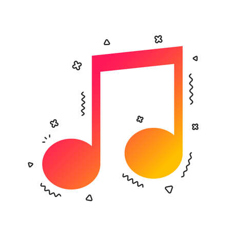 Music note sign icon. Musical symbol. Colorful geometric shapes. Gradient music icon design.  Vectorのイラスト素材