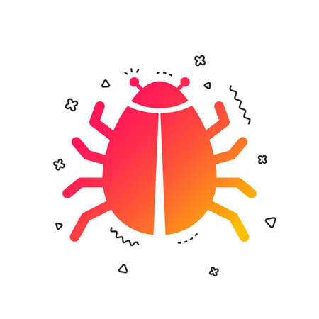Bug sign icon. Virus symbol. Software bug error. Disinfection. Colorful geometric shapes. Gradient bug icon design.  Vectorのイラスト素材