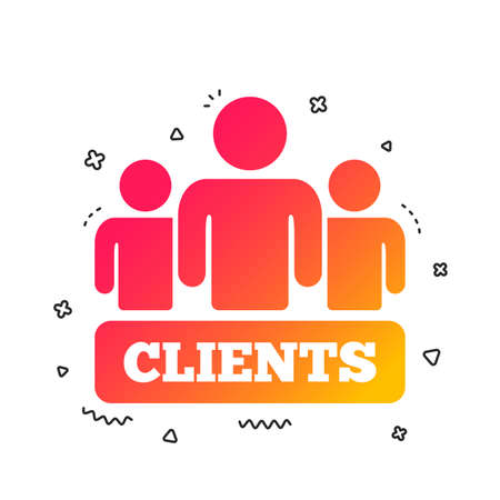 Clients sign icon. Group of people symbol. Colorful geometric shapes. Gradient clients icon design.  Vectorのイラスト素材