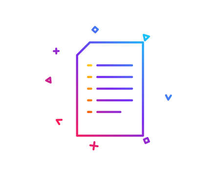 Document Management line icon. Information File sign. Paper page concept symbol. Gradient line button. Document icon design. Colorful geometric shapes. Vectorのイラスト素材