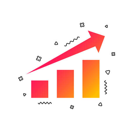 Chart with arrow sign icon. Success diagram symbol. Statistics. Colorful geometric shapes. Gradient chart icon design.  Vectorのイラスト素材