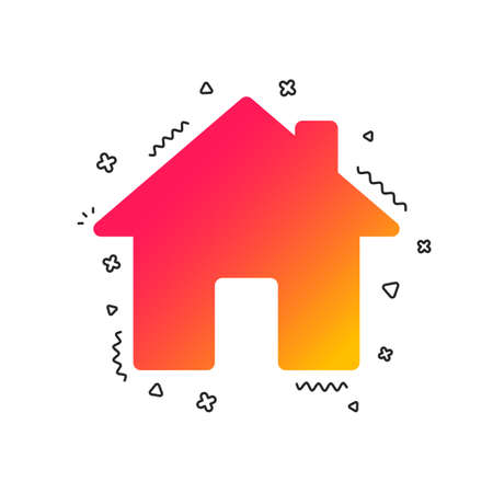 Home sign icon. Main page button. Navigation symbol. Colorful geometric shapes. Gradient home icon design.  Vectorのイラスト素材