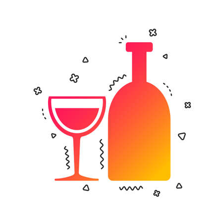 Alcohol sign icon. Drink symbol. Bottle with glass. Colorful geometric shapes. Gradient alcohol icon design.  Vectorのイラスト素材