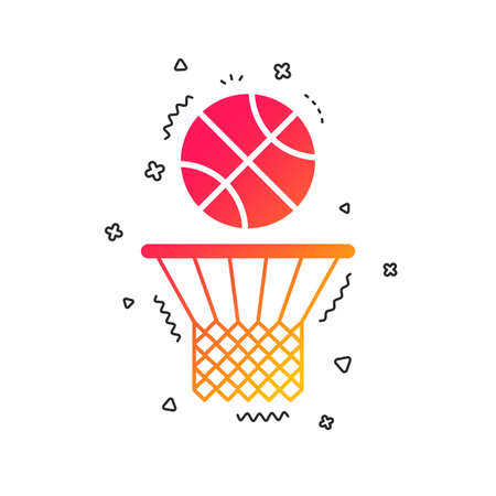 Basketball basket and ball sign icon. Sport symbol. Colorful geometric shapes. Gradient basketball icon design.  Vectorのイラスト素材