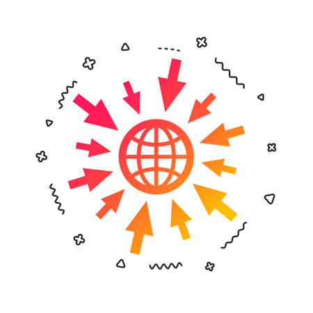 Go to Web icon. Globe with mouse cursor sign. Internet access symbol. Colorful geometric shapes. Gradient web icon design.  Vectorのイラスト素材