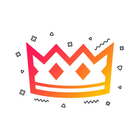 Crown sign icon. King hat symbol. Colorful geometric shapes. Gradient crown icon design.  Vectorのイラスト素材